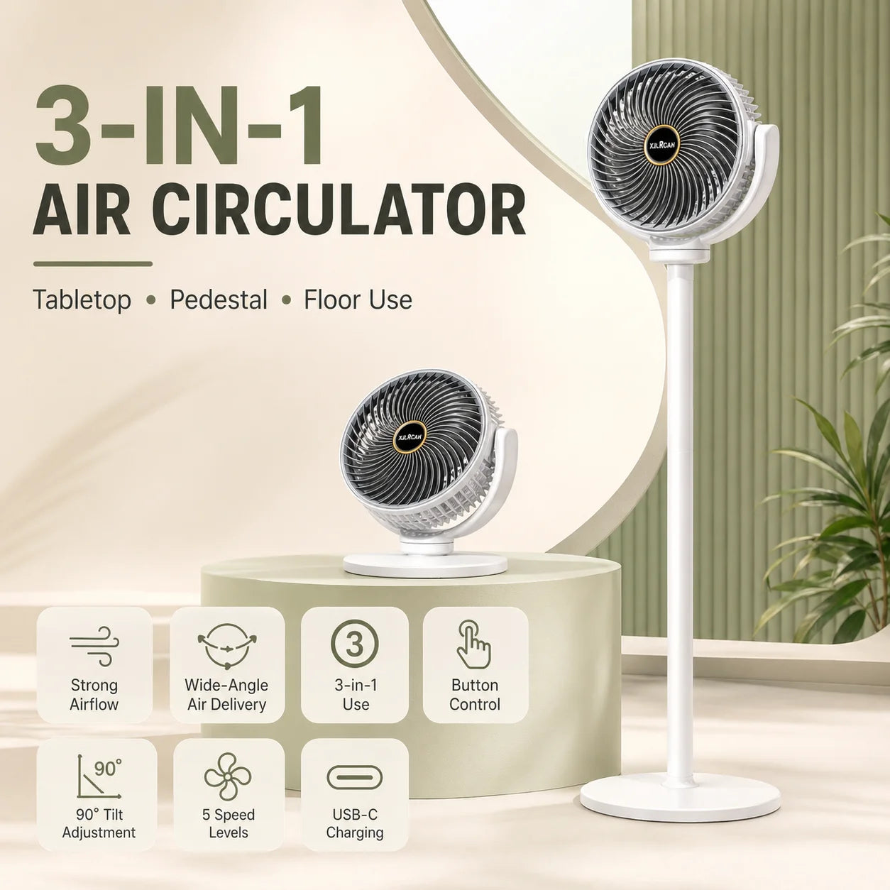 Ventilateur 3-en-1 Silencieux